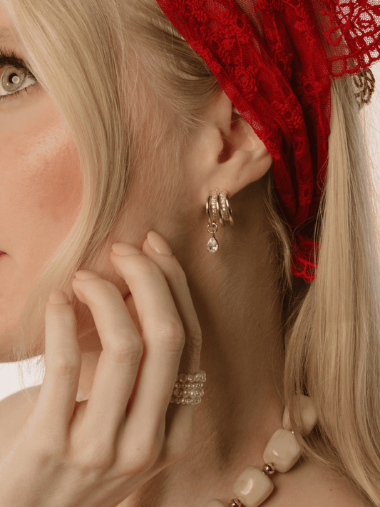 Kaia Triple Teardrop Post Earring