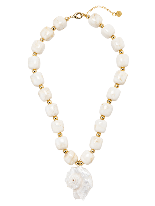 Delaney Shell Pendant Gemstone Necklace